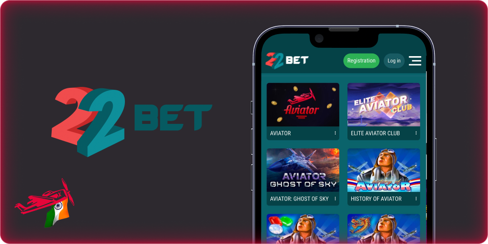 22Bet Casino Aviator betting interface for India